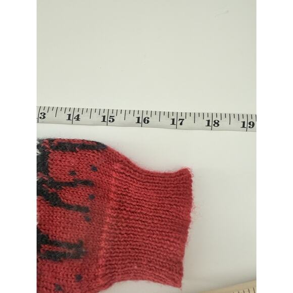 Maria Lammi Finland 100% Merino Wool Hand Knit Nordic Sweater Red Reindeer XS/S - Picture 11 of 12